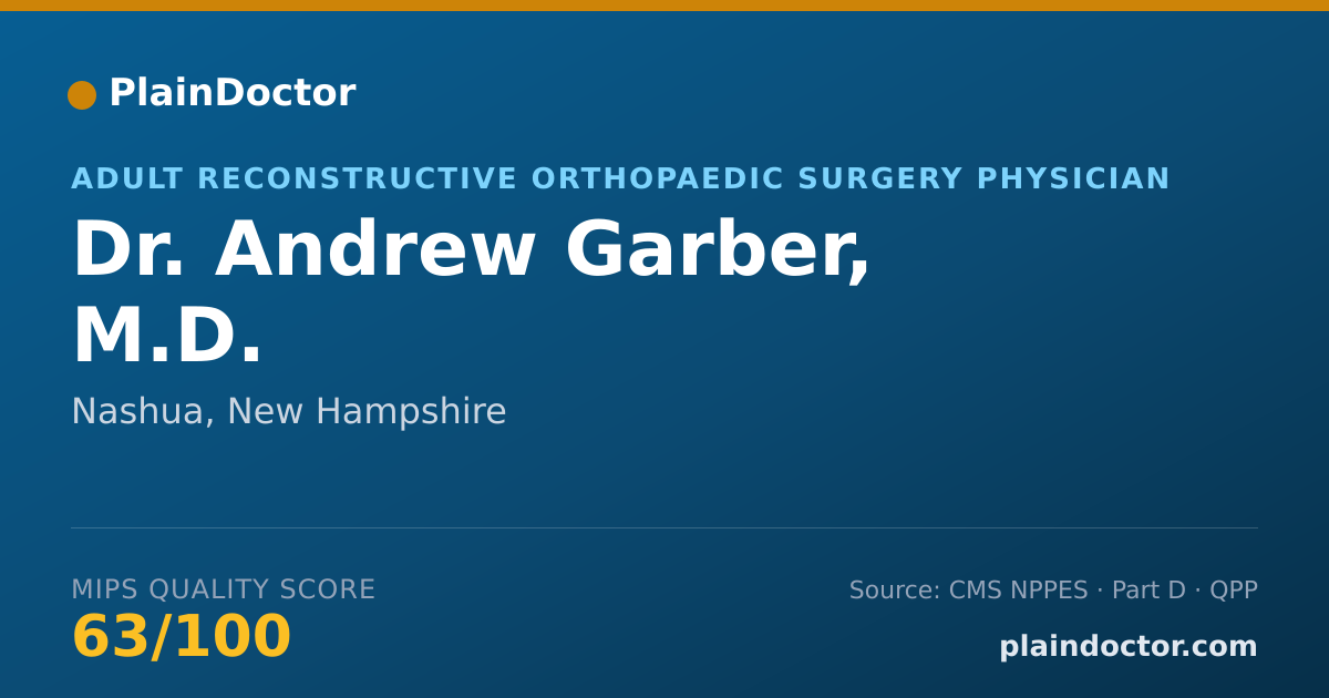 Shareable card for Andrew Garber, M.D. - Adult Reconstructive Orthopaedic Surgery Physician, Nashua, NH