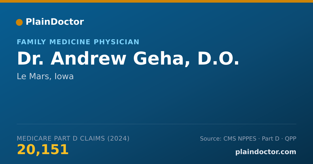 Shareable card for Andrew Geha, D.O. - Family Medicine Physician, Le Mars, IA