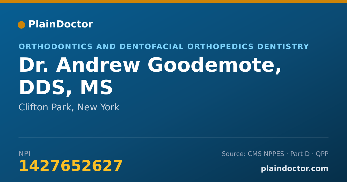 Shareable card for Andrew Goodemote, DDS, MS - Orthodontics and Dentofacial Orthopedics Dentistry, Clifton Park, NY