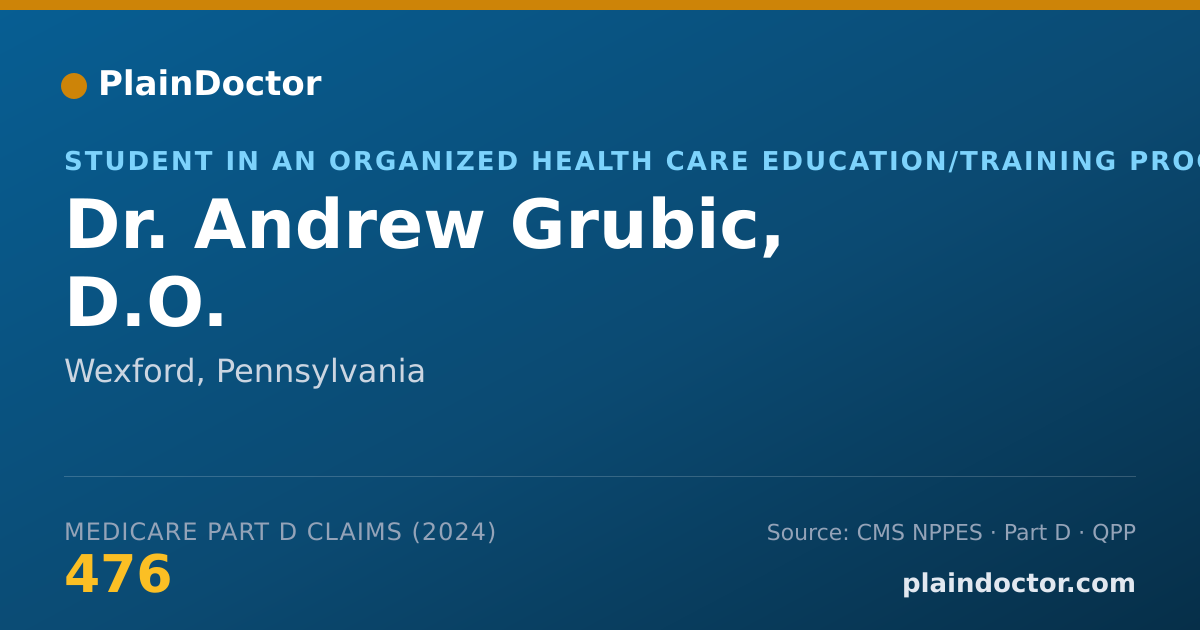 Shareable card for Andrew Grubic, D.O. - Student in an Organized Health Care Education/Training Program, Wexford, PA