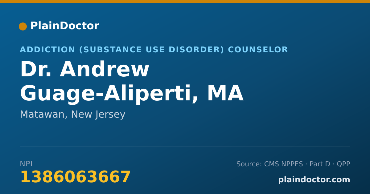 Shareable card for Andrew Guage-Aliperti, MA - Addiction (Substance Use Disorder) Counselor, Matawan, NJ