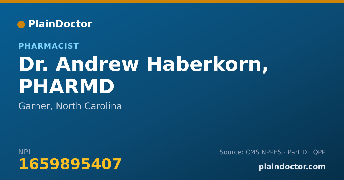 Shareable card for Andrew Haberkorn, PHARMD - Pharmacist, Garner, NC
