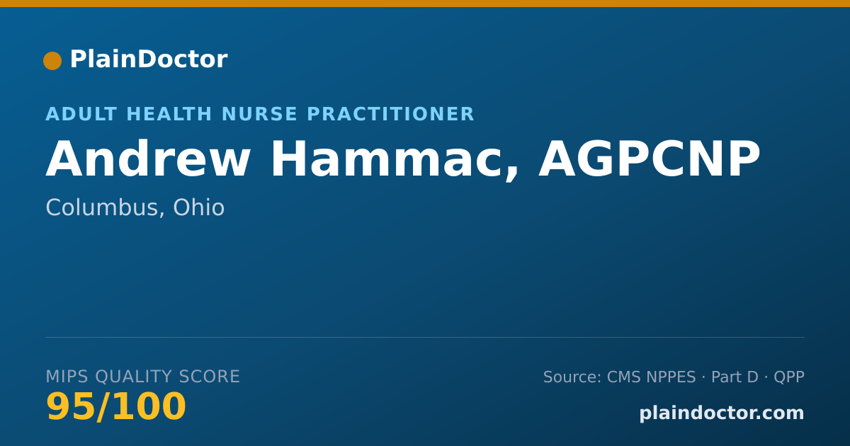 Shareable card for Andrew Hammac, AGPCNP - Adult Health Nurse Practitioner, Columbus, OH