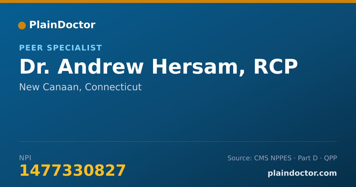 Shareable card for Andrew Hersam, RCP - Peer Specialist, New Canaan, CT