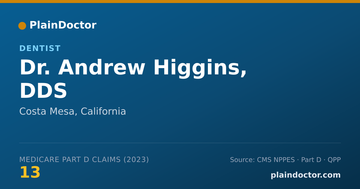 Shareable card for Andrew Higgins, DDS - Dentist, Costa Mesa, CA