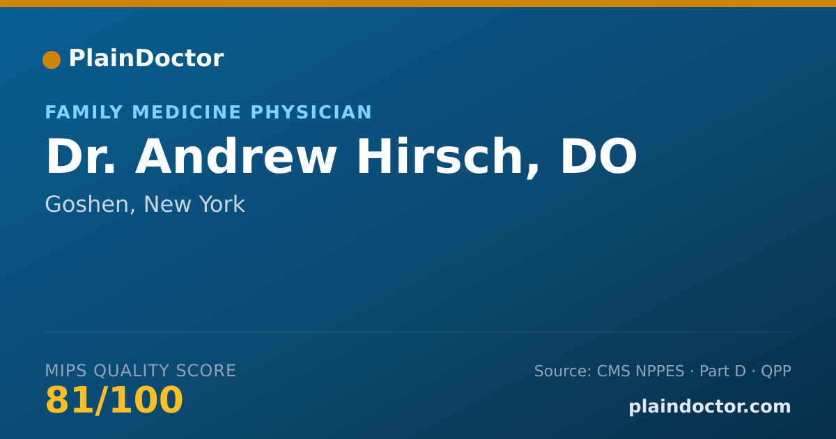 Shareable card for Andrew Hirsch, DO - Family Medicine Physician, Goshen, NY
