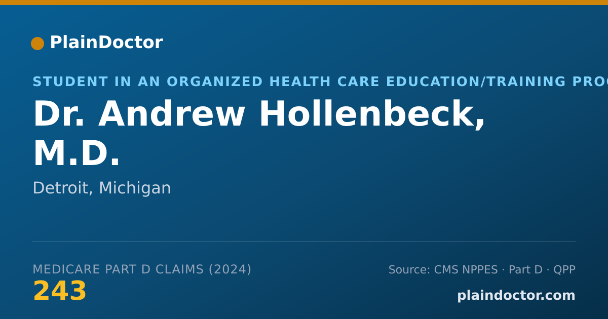 Shareable card for Andrew Hollenbeck, M.D. - Student in an Organized Health Care Education/Training Program, Detroit, MI