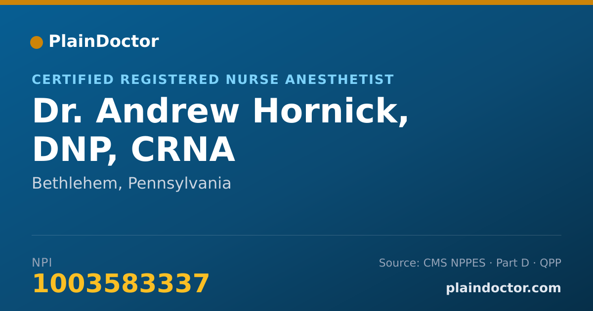 Shareable card for Andrew Hornick, DNP, CRNA - Certified Registered Nurse Anesthetist, Bethlehem, PA