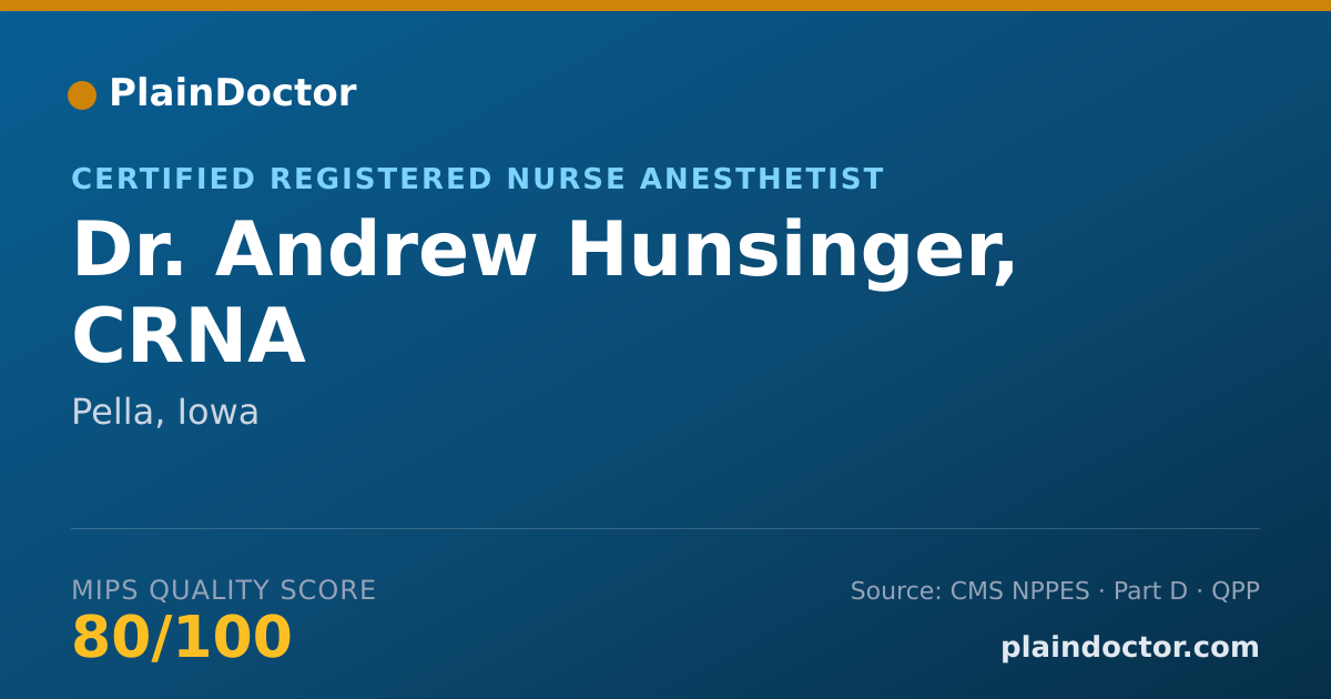 Shareable card for Andrew Hunsinger, CRNA - Certified Registered Nurse Anesthetist, Pella, IA