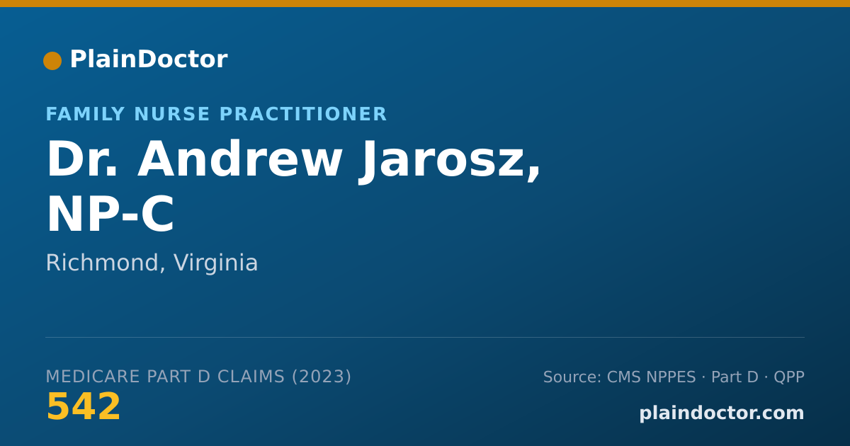 Shareable card for Andrew Jarosz, NP-C - Family Nurse Practitioner, Richmond, VA
