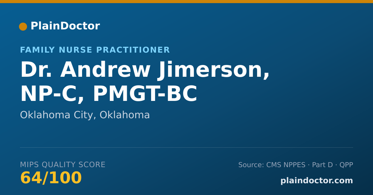 Shareable card for Andrew Jimerson, NP-C, PMGT-BC - Family Nurse Practitioner, Oklahoma City, OK