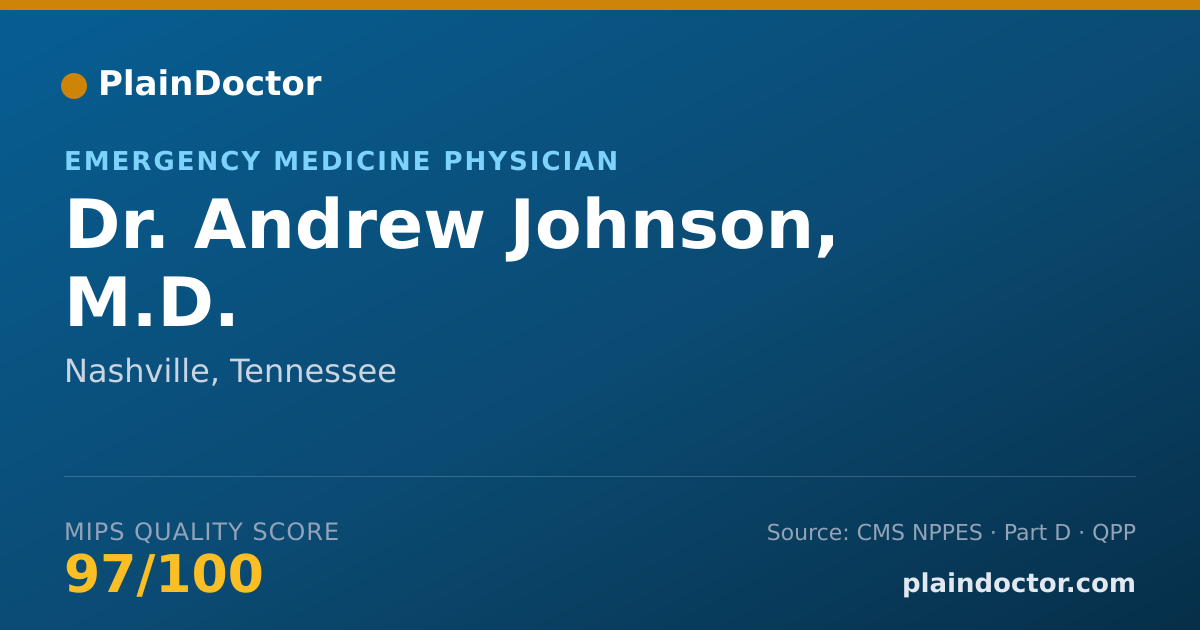 Shareable card for Andrew Johnson, M.D. - Emergency Medicine Physician, Nashville, TN