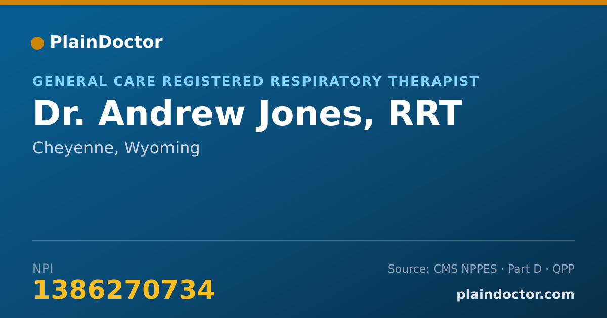Shareable card for Andrew Jones, RRT - General Care Registered Respiratory Therapist, Cheyenne, WY