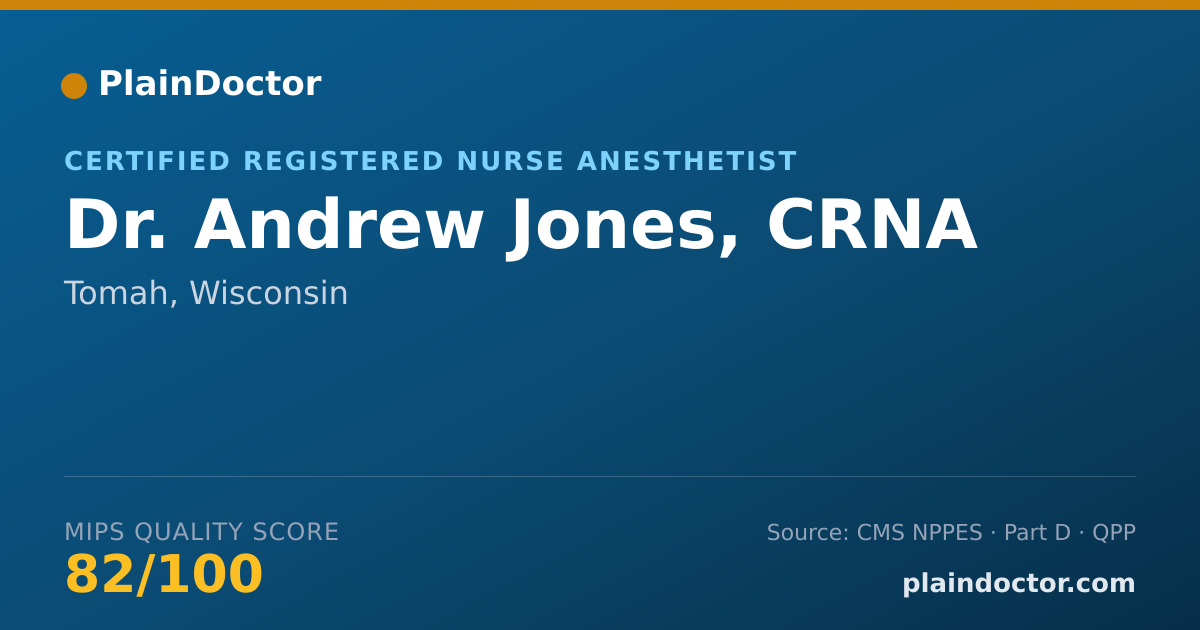 Shareable card for Andrew Jones, CRNA - Certified Registered Nurse Anesthetist, Tomah, WI