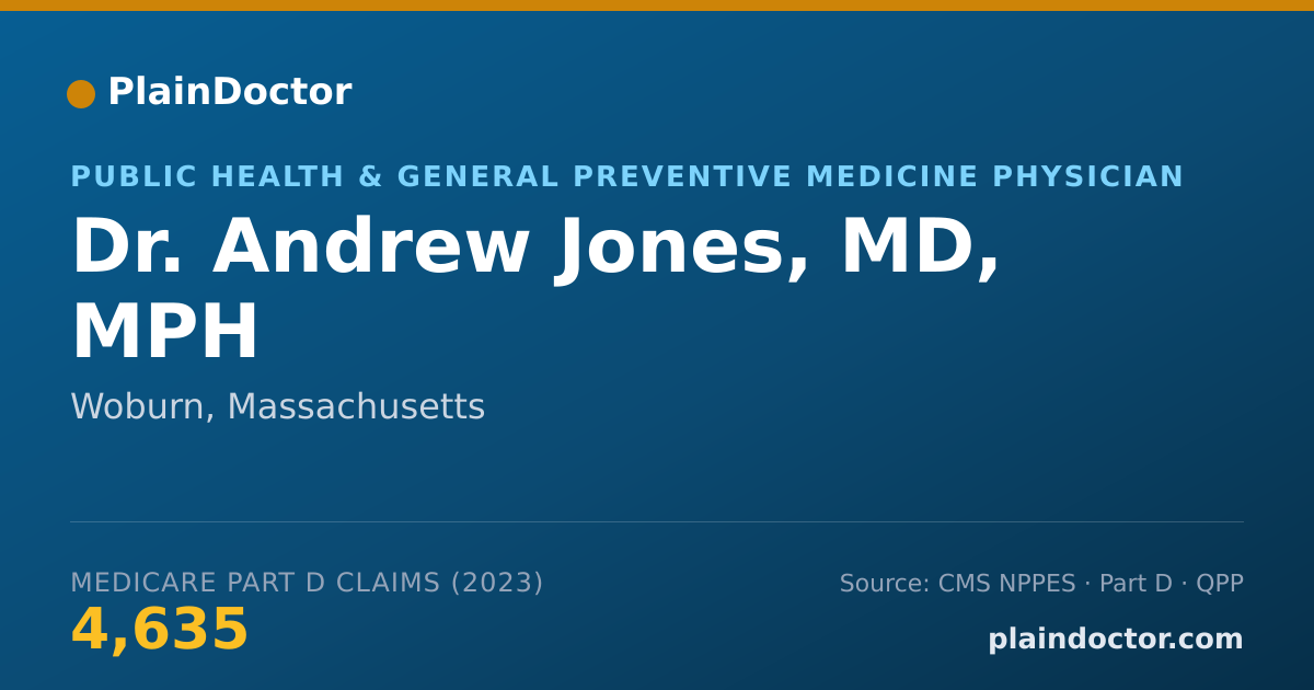 Shareable card for Andrew Jones, MD, MPH - Public Health & General Preventive Medicine Physician, Woburn, MA