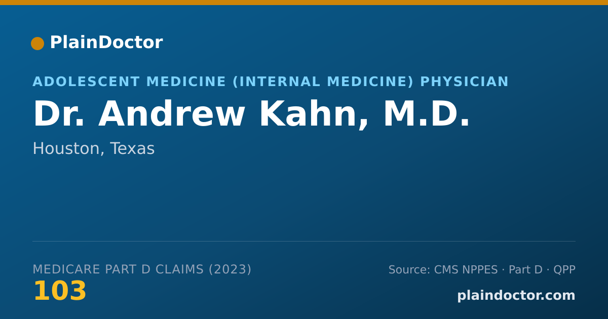 Shareable card for Andrew Kahn, M.D. - Adolescent Medicine (Internal Medicine) Physician, Houston, TX
