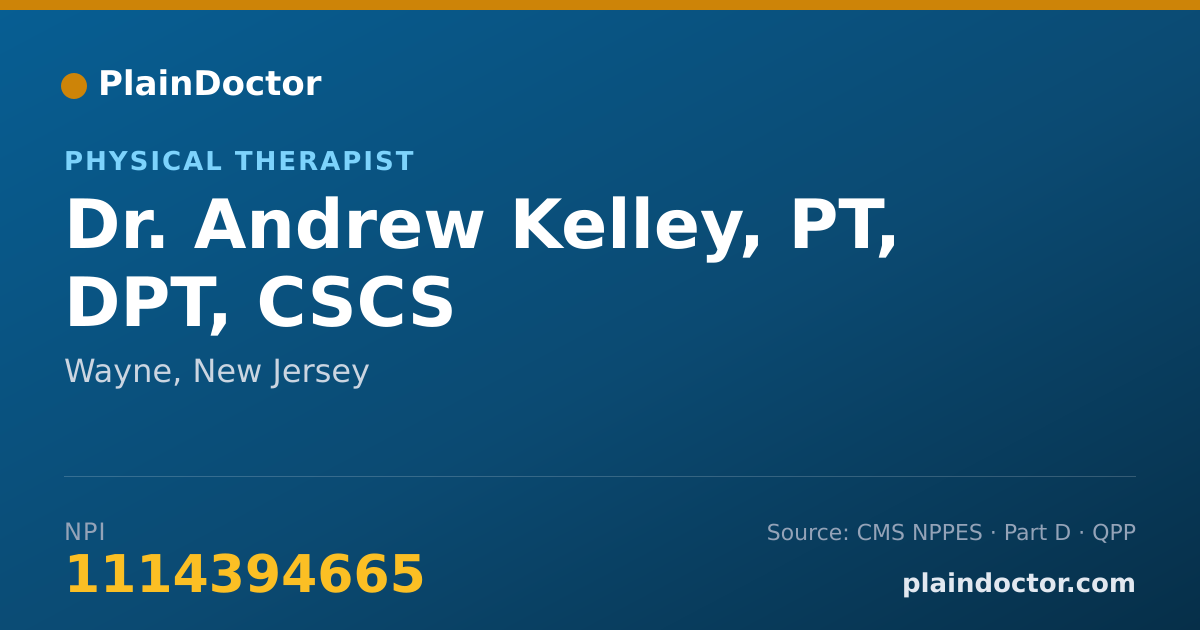 Shareable card for Andrew Kelley, PT, DPT, CSCS - Physical Therapist, Wayne, NJ