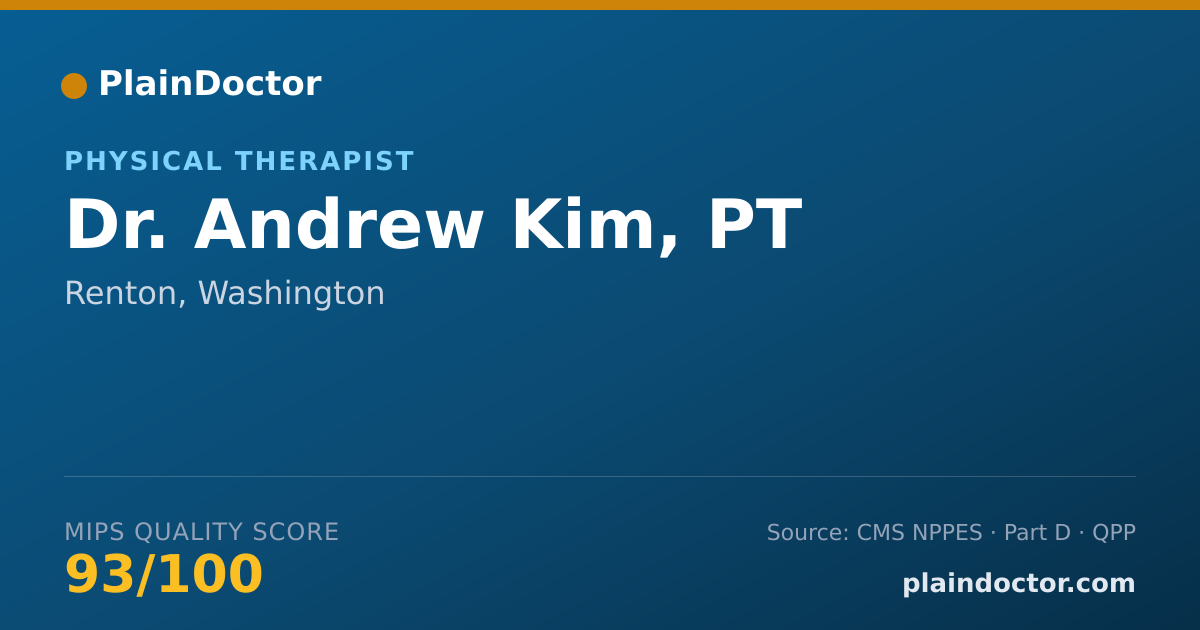 Shareable card for Andrew Kim, PT - Physical Therapist, Renton, WA