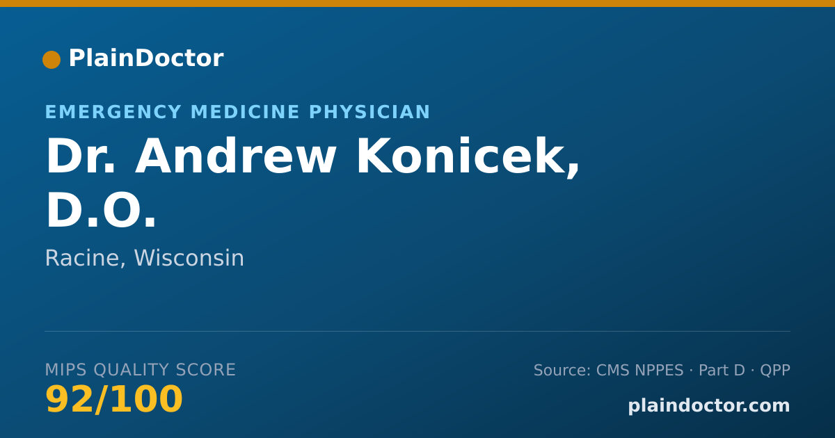 Shareable card for Andrew Konicek, D.O. - Emergency Medicine Physician, Racine, WI