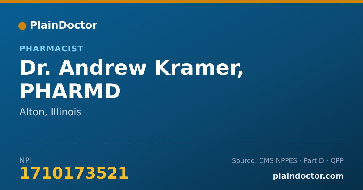 Shareable card for Andrew Kramer, PHARMD - Pharmacist, Alton, IL