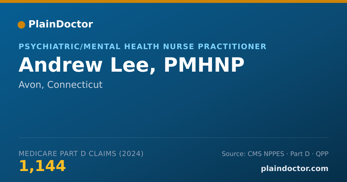 Shareable card for Andrew Lee, PMHNP - Psychiatric/Mental Health Nurse Practitioner, Avon, CT