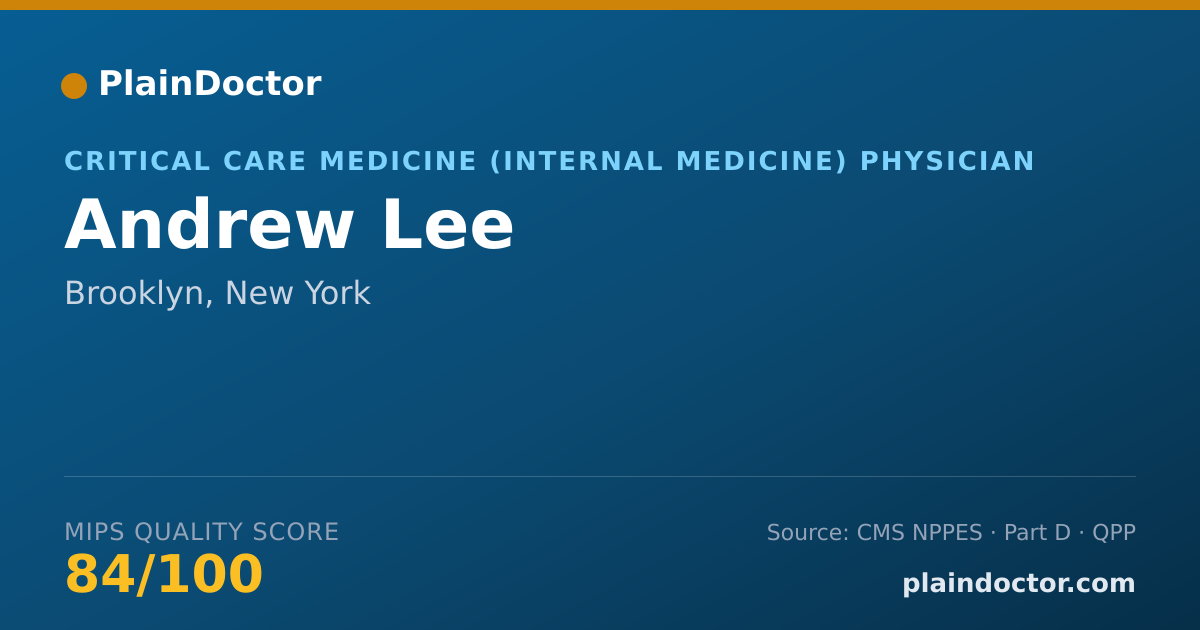Shareable card for Andrew Lee - Critical Care Medicine (Internal Medicine) Physician, Brooklyn, NY