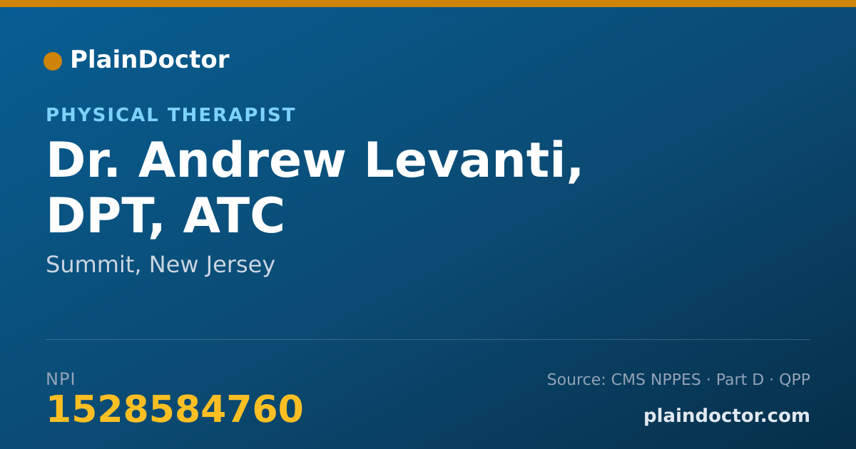 Shareable card for Andrew Levanti, DPT,  ATC - Physical Therapist, Summit, NJ