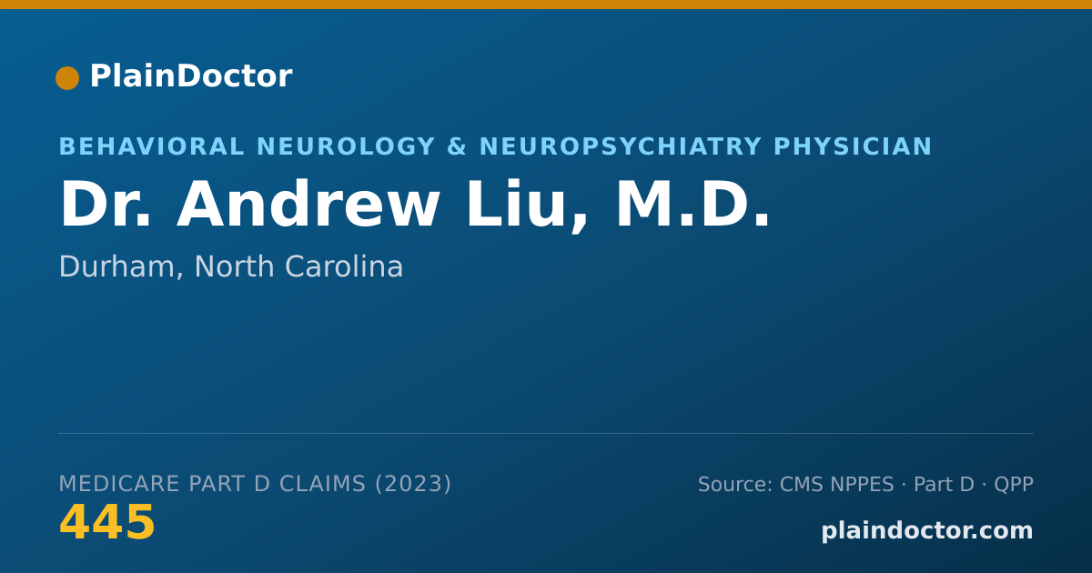 Shareable card for Andrew Liu, M.D. - Behavioral Neurology & Neuropsychiatry Physician, Durham, NC