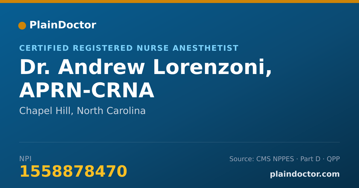 Shareable card for Andrew Lorenzoni, APRN-CRNA - Certified Registered Nurse Anesthetist, Chapel Hill, NC