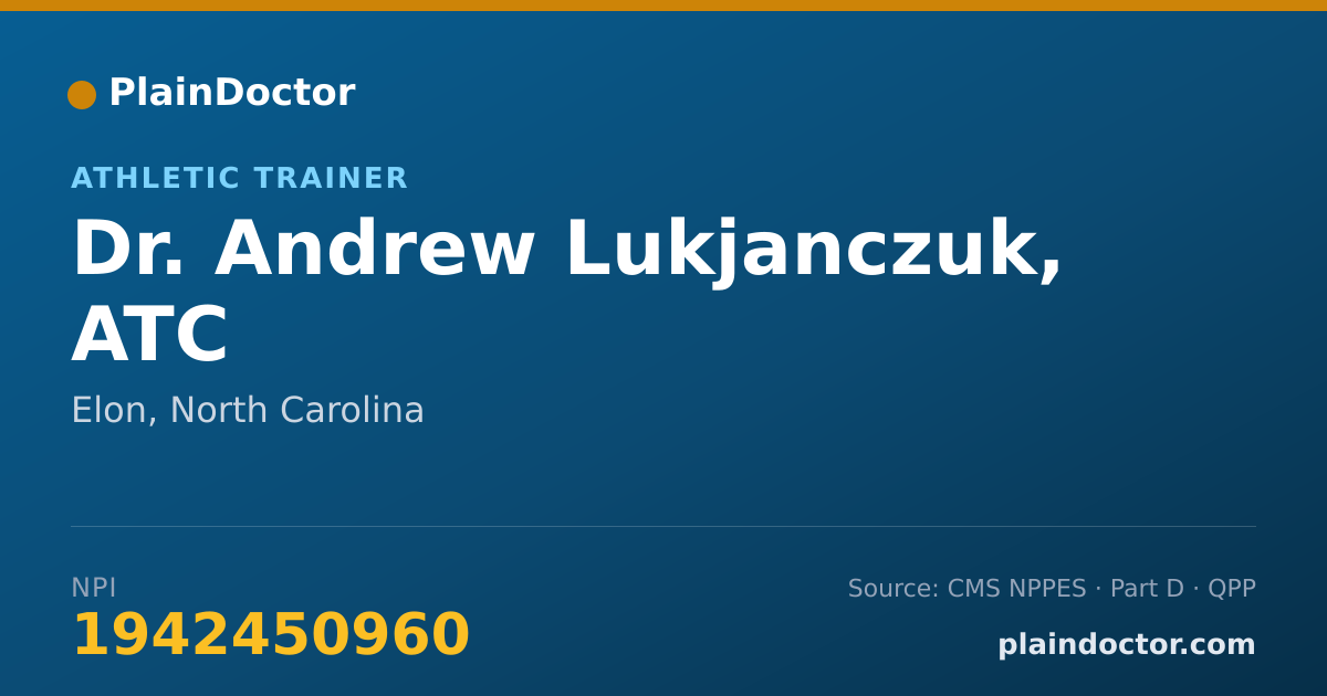 Shareable card for Andrew Lukjanczuk, ATC - Athletic Trainer, Elon, NC