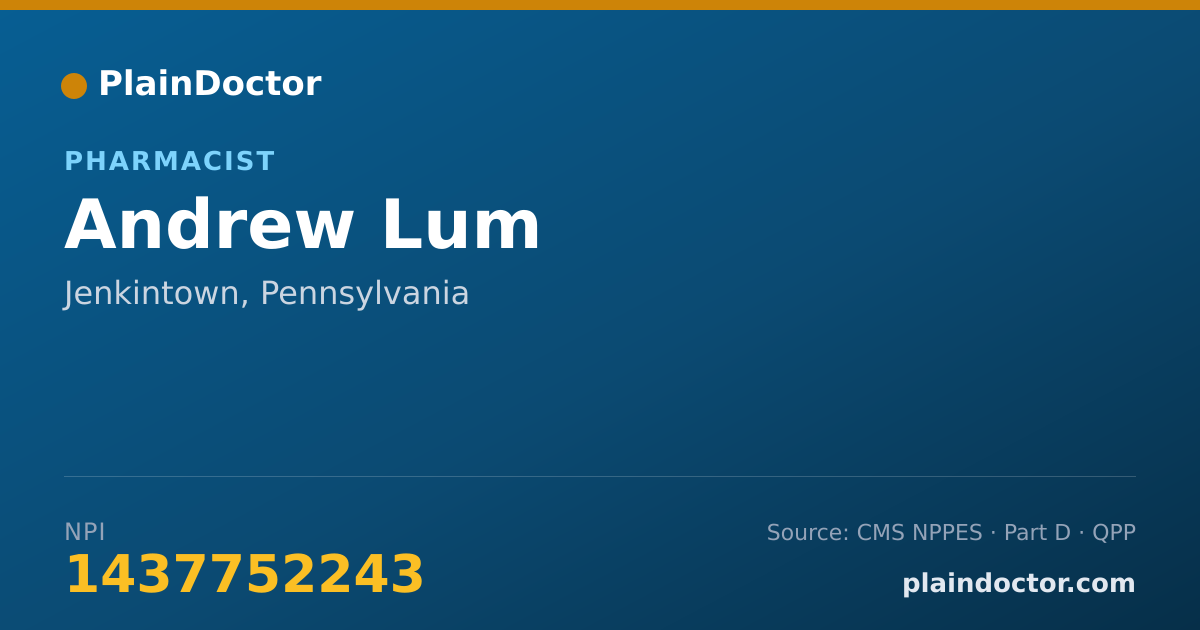 Shareable card for Andrew Lum - Pharmacist, Jenkintown, PA