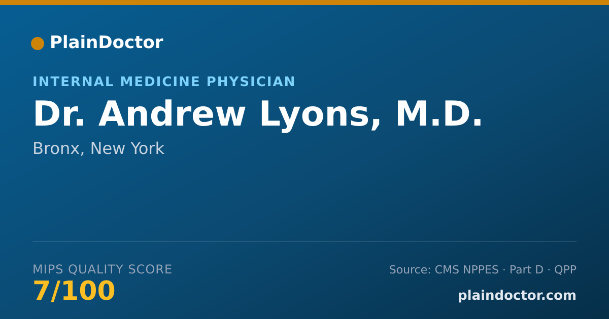 Shareable card for Andrew Lyons, M.D. - Internal Medicine Physician, Bronx, NY