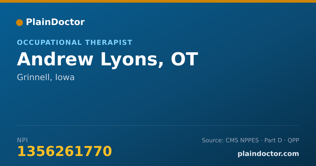 Shareable card for Andrew Lyons, OT - Occupational Therapist, Grinnell, IA