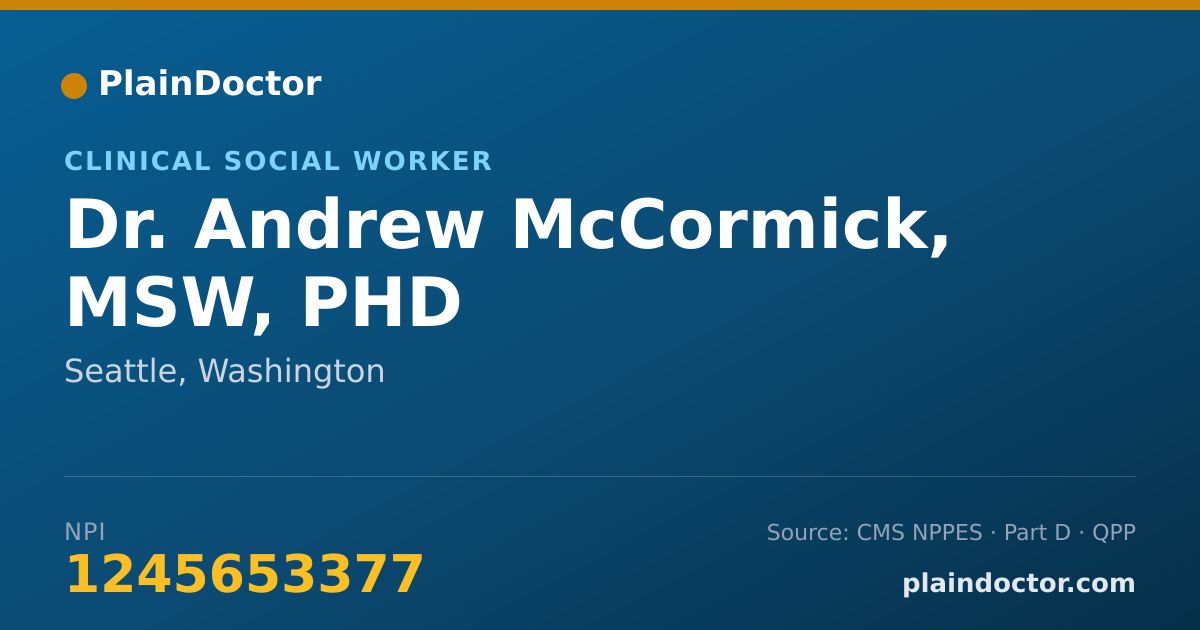 Shareable card for Andrew McCormick, MSW, PHD - Clinical Social Worker, Seattle, WA