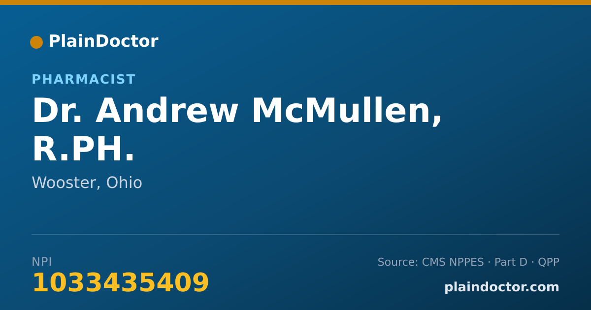 Shareable card for Andrew McMullen, R.PH. - Pharmacist, Wooster, OH