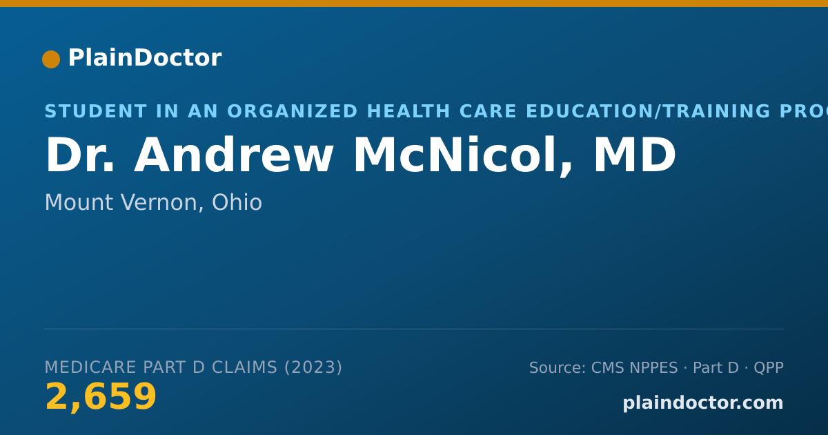 Shareable card for Andrew McNicol, MD - Student in an Organized Health Care Education/Training Program, Mount Vernon, OH