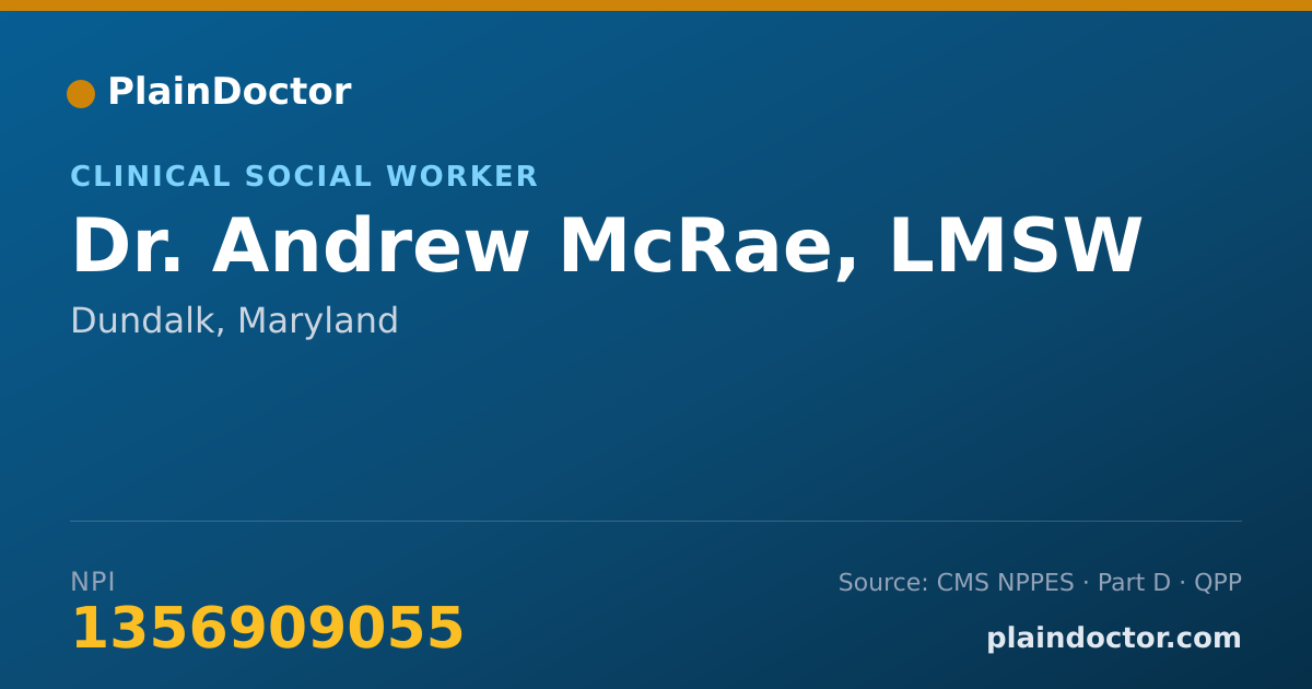 Shareable card for Andrew McRae, LMSW - Clinical Social Worker, Dundalk, MD