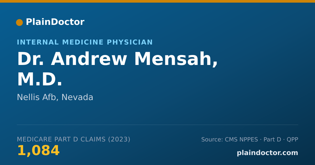 Shareable card for Andrew Mensah, M.D. - Internal Medicine Physician, Nellis Afb, NV