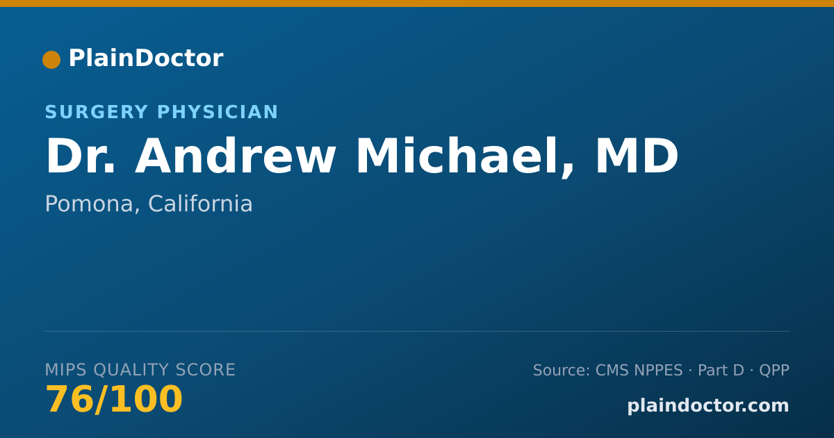 Shareable card for Andrew Michael, MD - Surgery Physician, Pomona, CA
