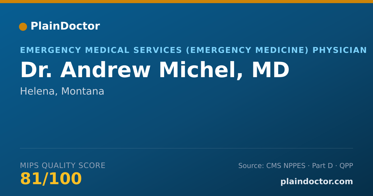 Shareable card for Andrew Michel, MD - Emergency Medical Services (Emergency Medicine) Physician, Helena, MT