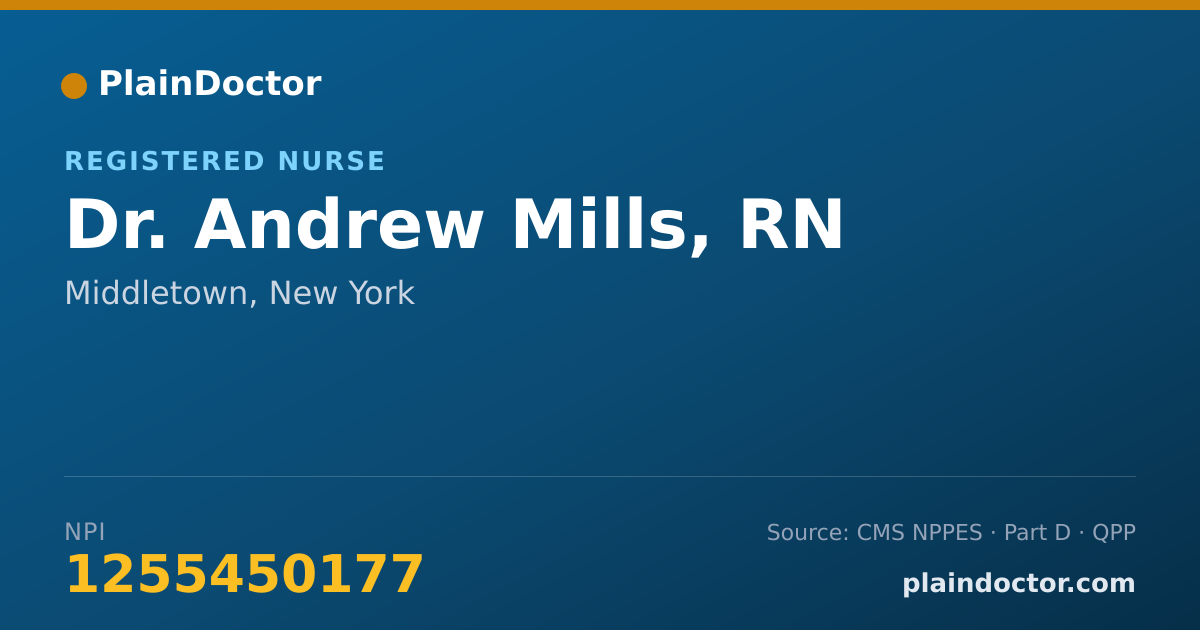 Shareable card for Andrew Mills, RN - Registered Nurse, Middletown, NY