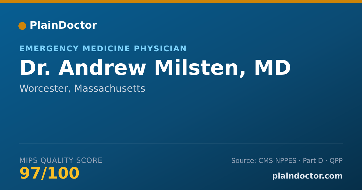 Shareable card for Andrew Milsten, MD - Emergency Medicine Physician, Worcester, MA