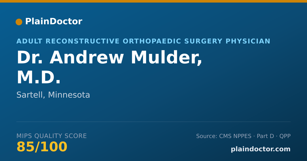 Shareable card for Andrew Mulder, M.D. - Adult Reconstructive Orthopaedic Surgery Physician, Sartell, MN