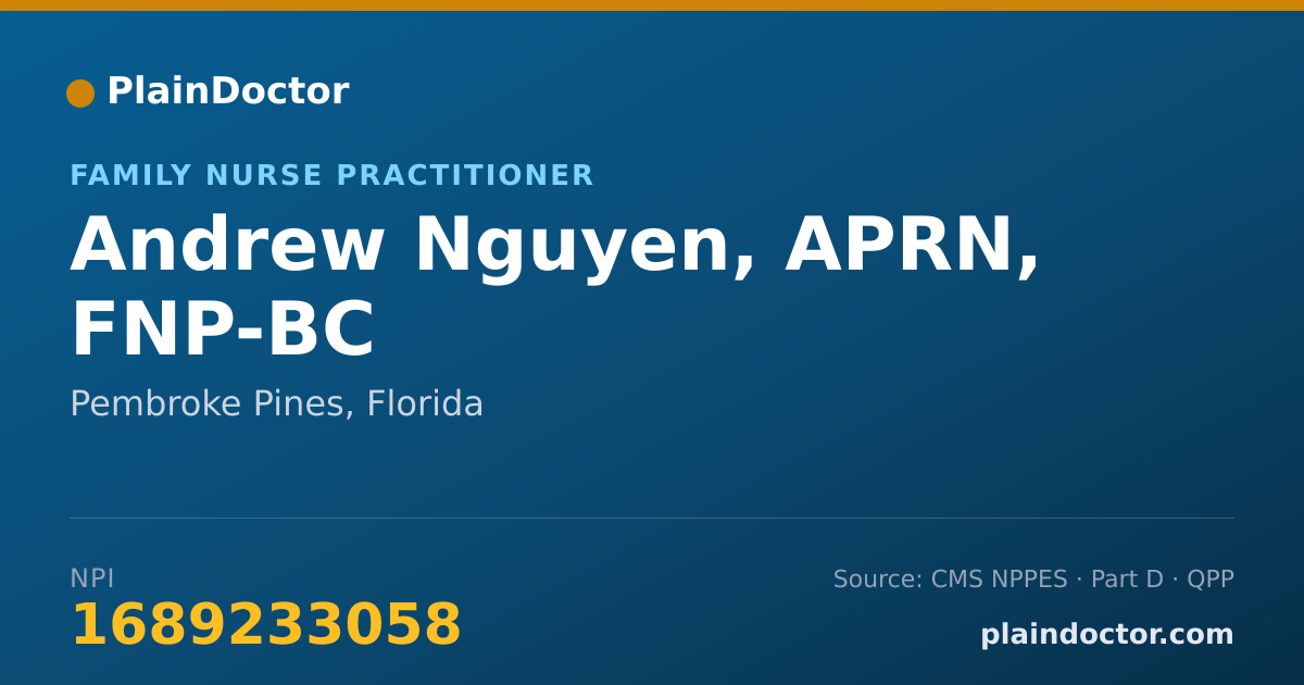 Shareable card for Andrew Nguyen, APRN, FNP-BC - Family Nurse Practitioner, Pembroke Pines, FL