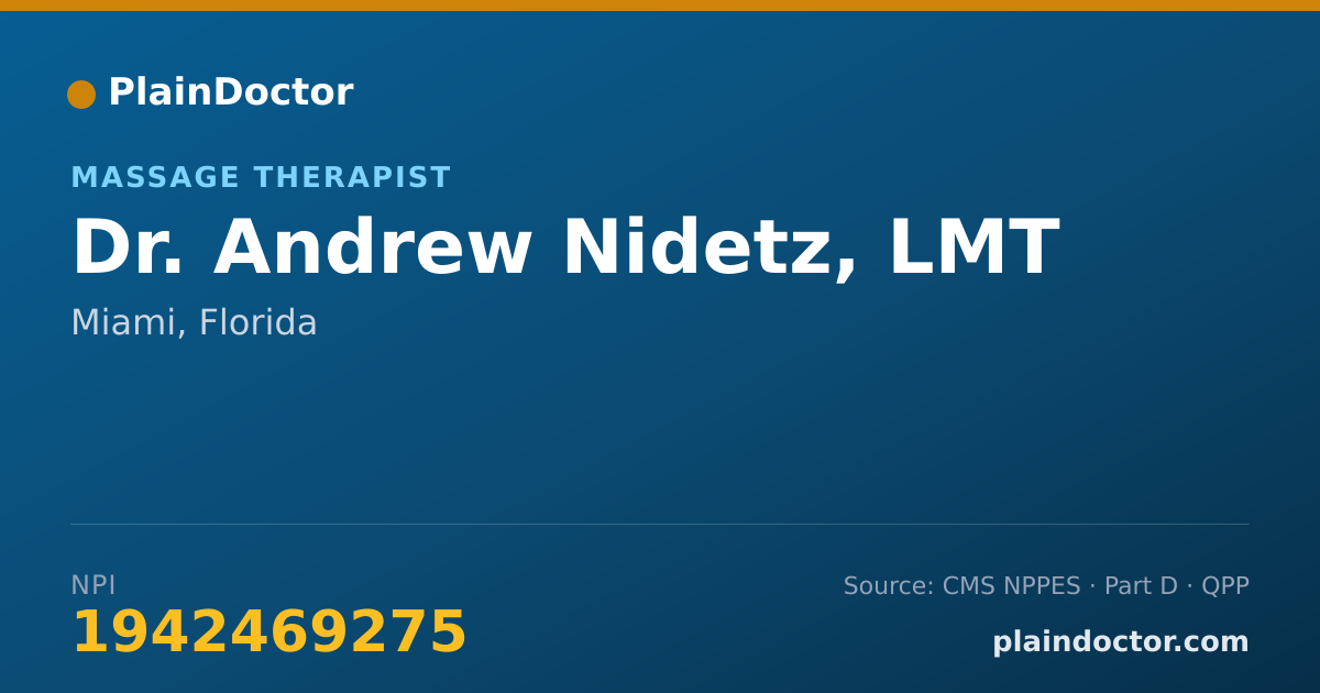 Shareable card for Andrew Nidetz, LMT - Massage Therapist, Miami, FL