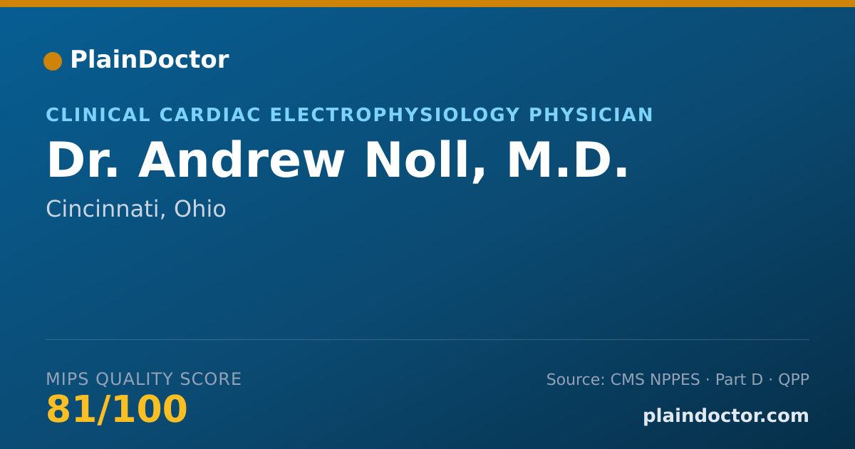 Shareable card for Andrew Noll, M.D. - Clinical Cardiac Electrophysiology Physician, Cincinnati, OH