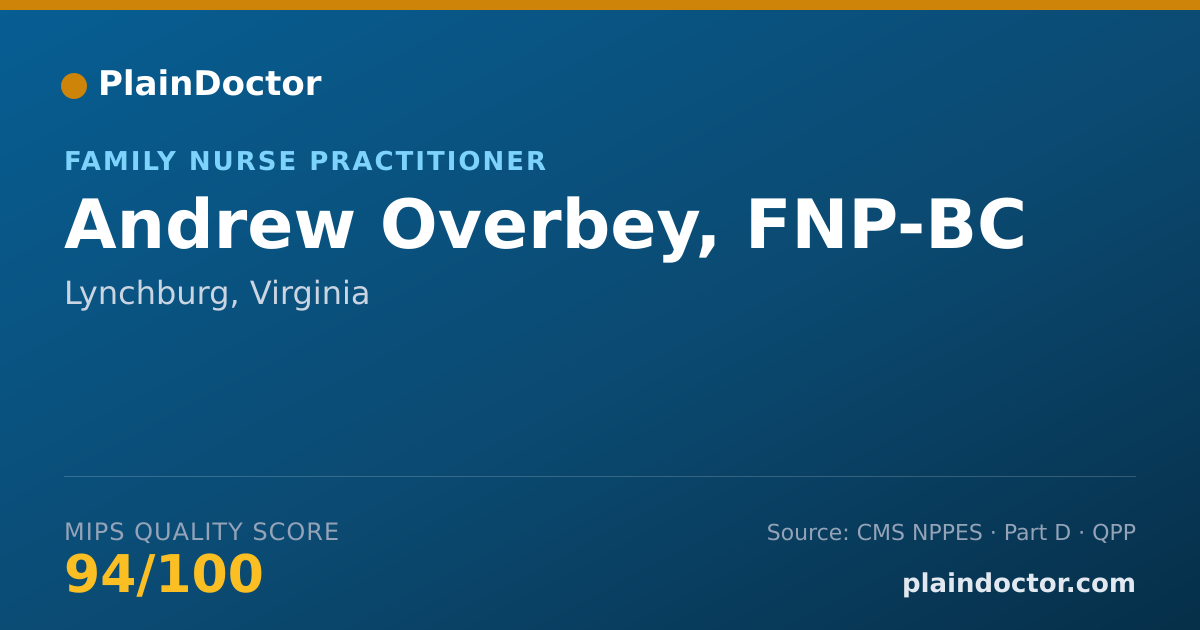 Shareable card for Andrew Overbey, FNP-BC - Family Nurse Practitioner, Lynchburg, VA