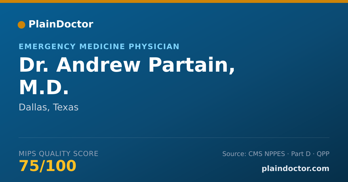 Shareable card for Andrew Partain, M.D. - Emergency Medicine Physician, Dallas, TX