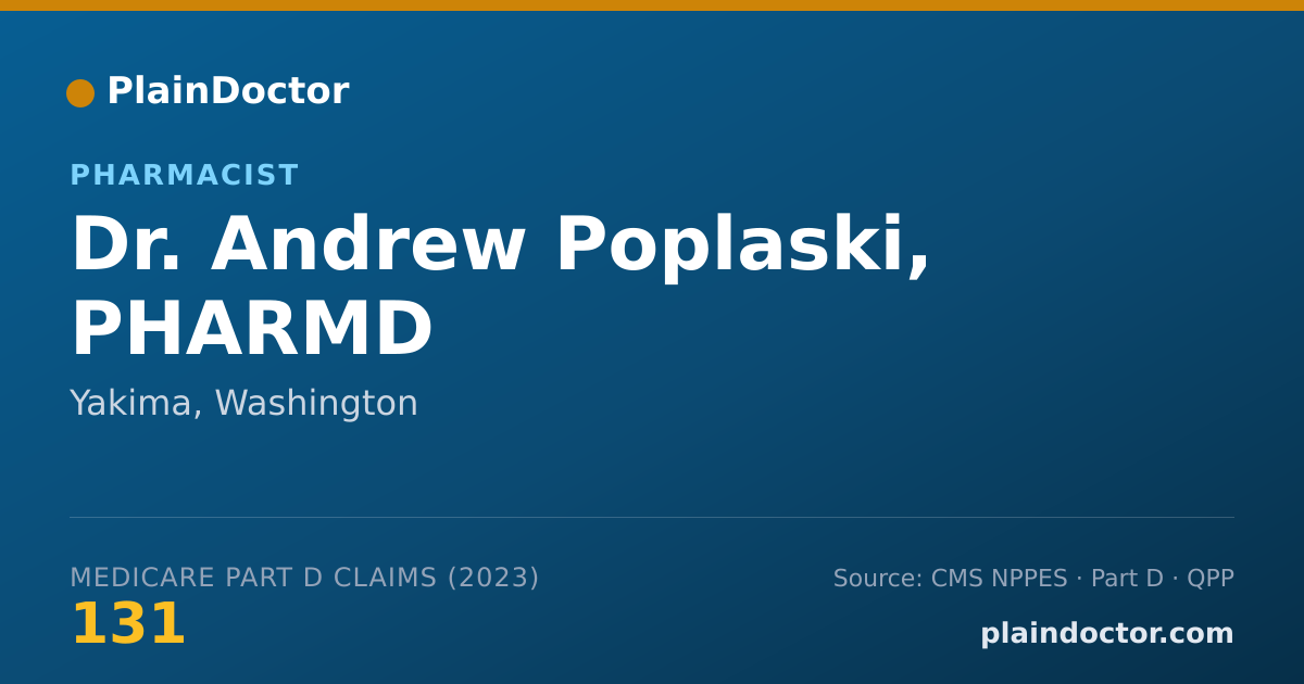 Shareable card for Andrew Poplaski, PHARMD - Pharmacist, Yakima, WA
