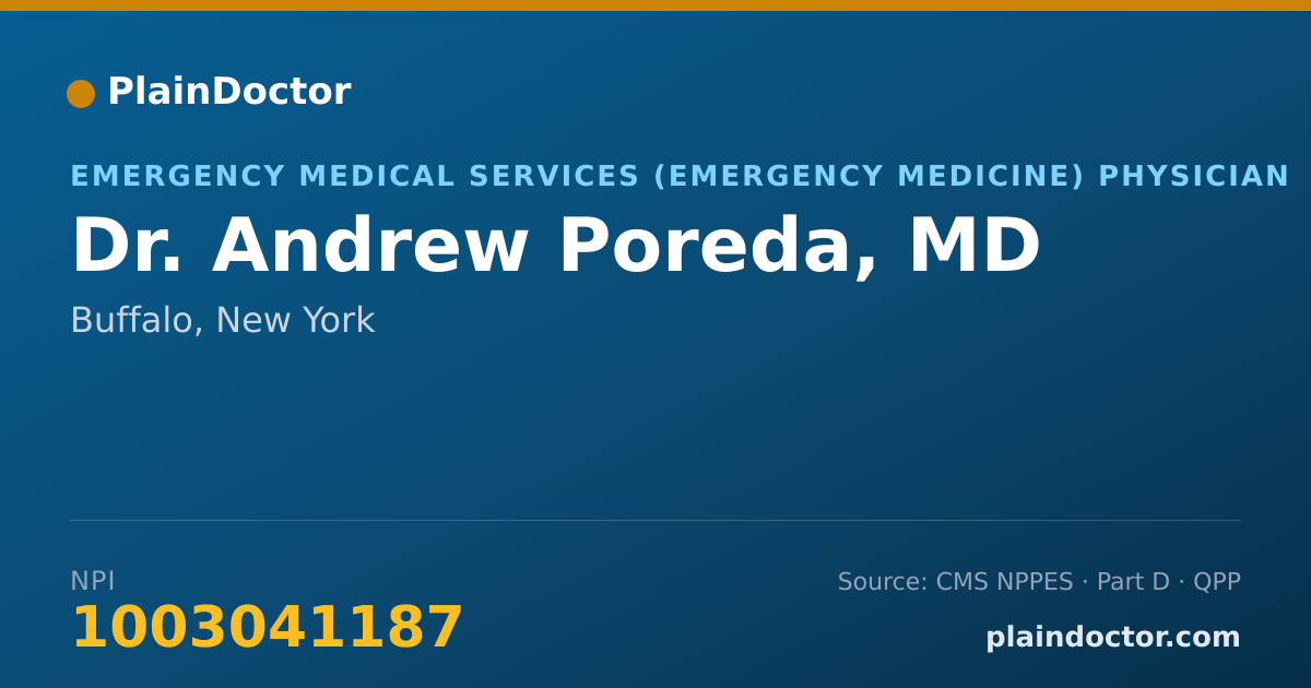 Shareable card for Andrew Poreda, MD - Emergency Medical Services (Emergency Medicine) Physician, Buffalo, NY